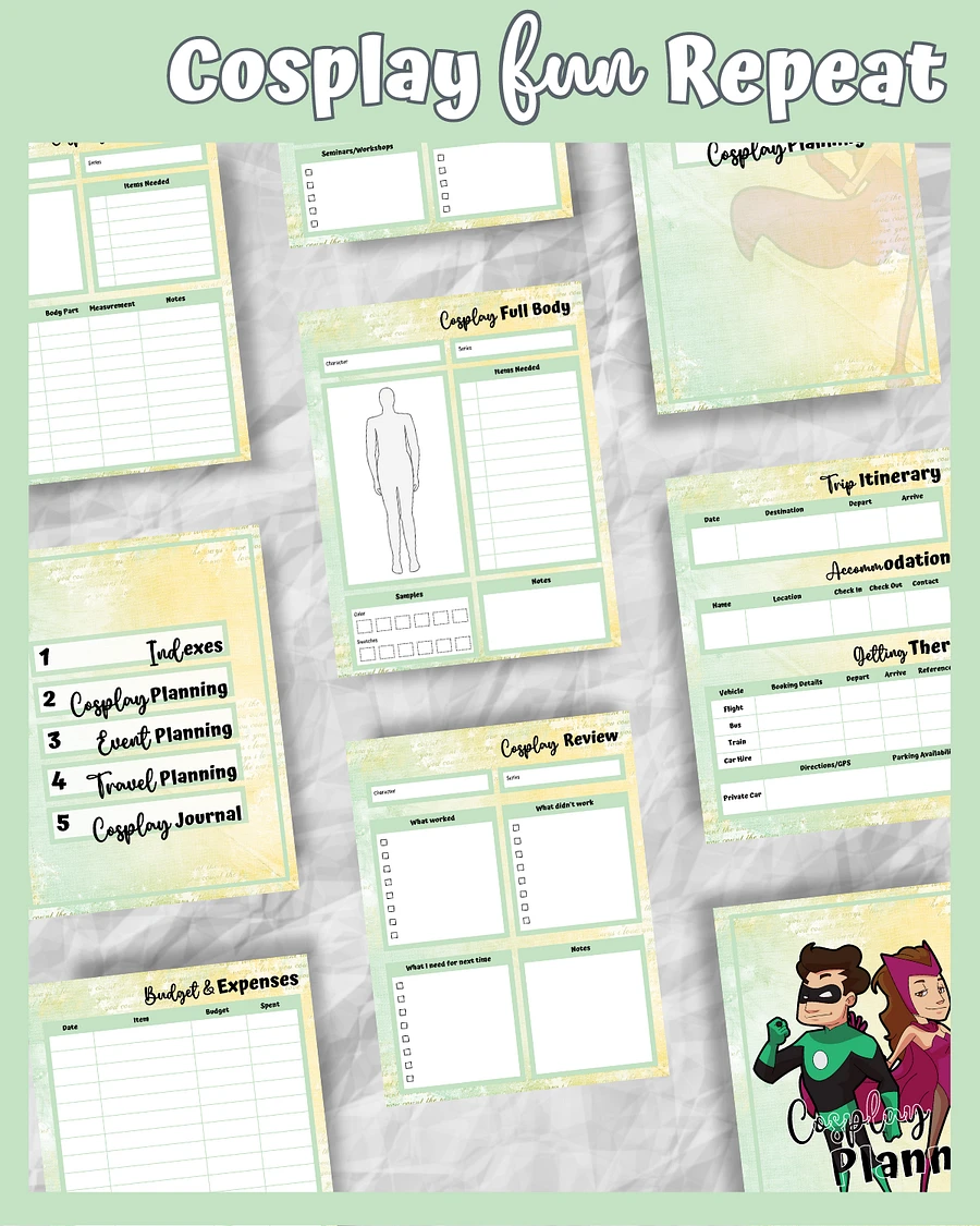 Green Cosplay Planner Printable product image (6)