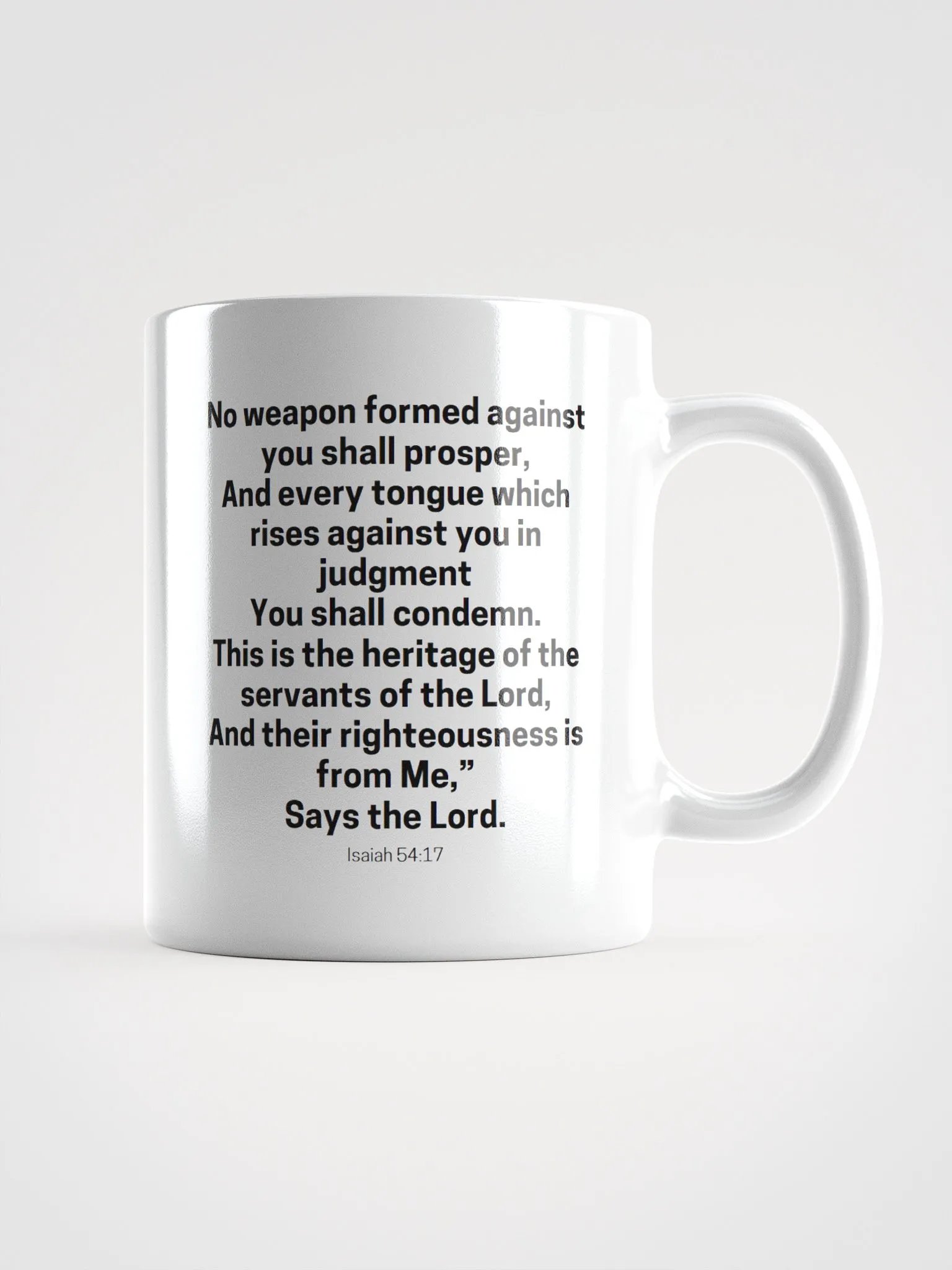 No Weapon Formed Against You Shall Prosper Isaiah 54:17 White Glossy Mug 11/15/20oz product image (1)