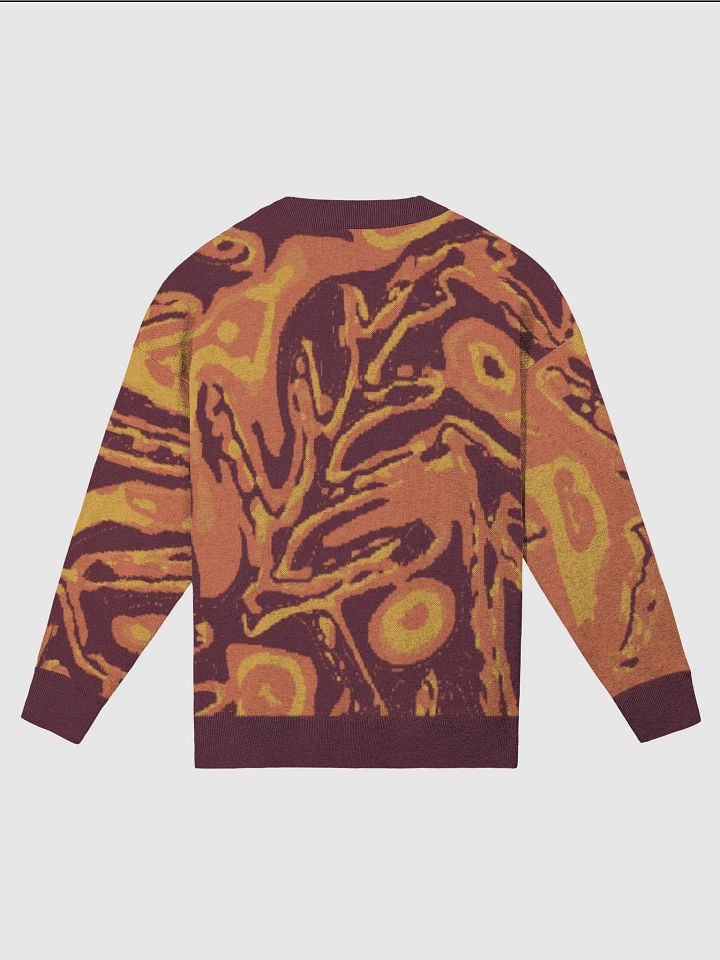 Burgundy Japanese Fiery Abstract Knitted Relaxed Sweater product image (2)