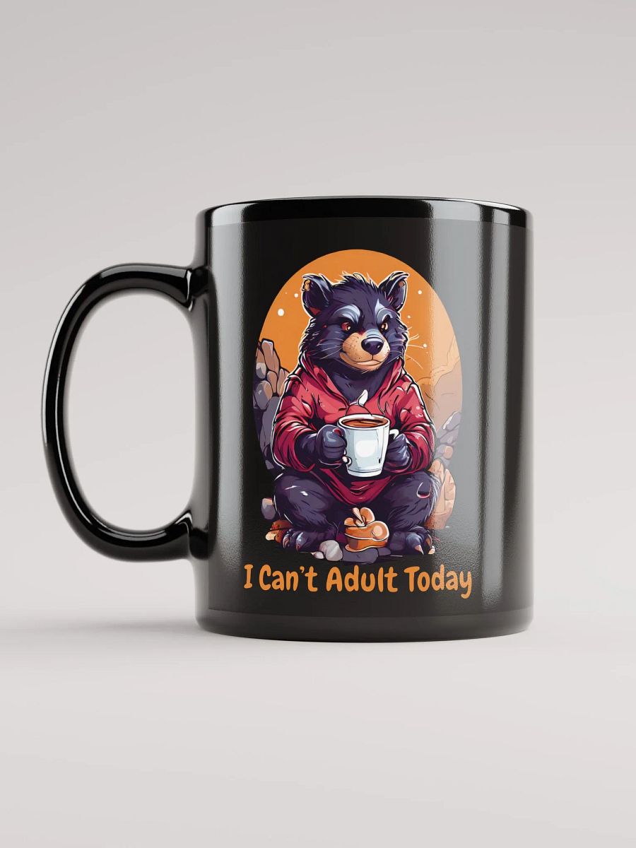 I Can’t Adult Today - Unique Funny Black Glossy Mug Printed on Both Sides | Tasmanian Devil with Coffee | Perfect Funny Gift Mug product image (6)