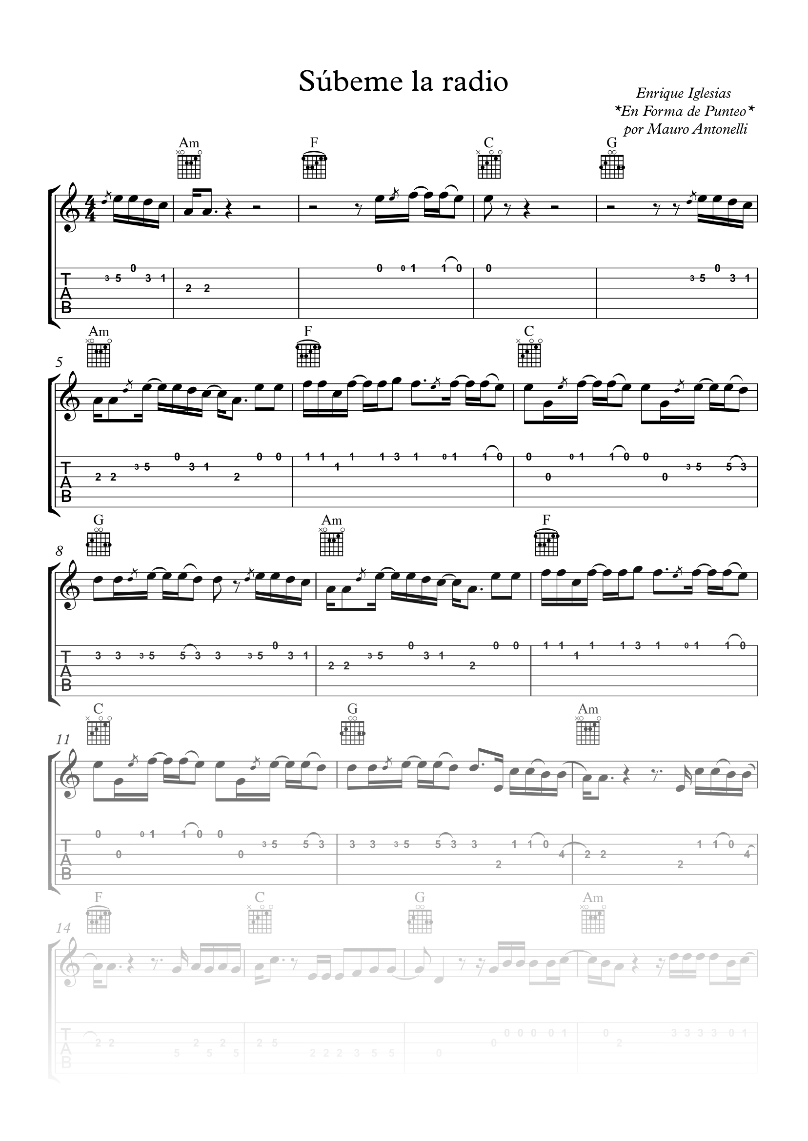 Súbeme la radio - Partitura + Tab + Acordes + Pista product image (1)