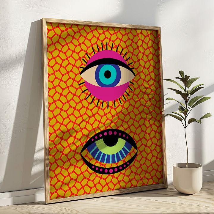Yayoi Kusama Evil Eyes Maximalist Art Print product image (1)
