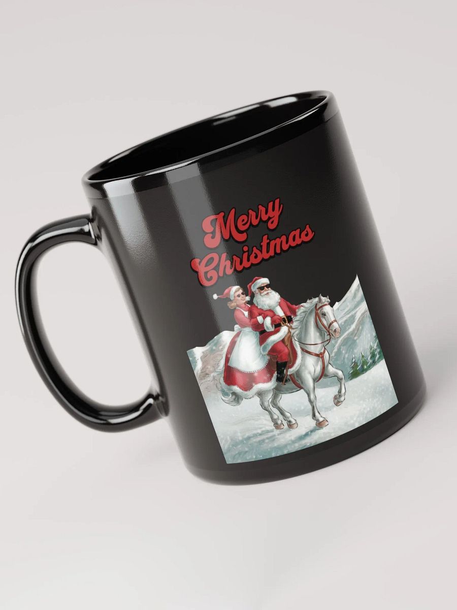 Mr. and Mrs. Santa Claus Horse Riding Black Mug product image (5)