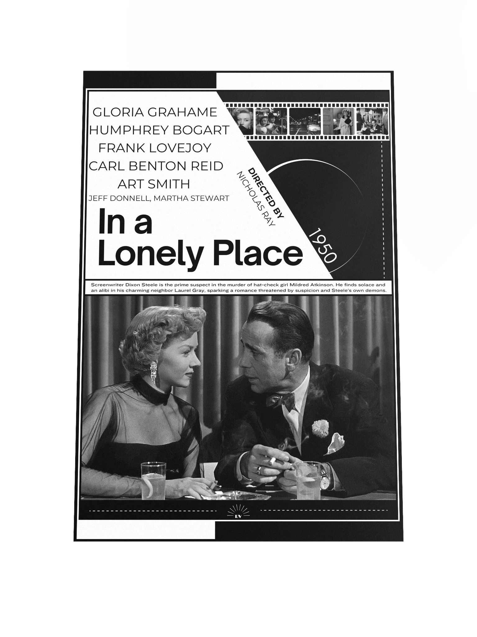 In a Lonely Place with Humphrey Bogart and Gloria Grahame 1950 | Movie Poster | 12x18 Wall Art product image (1)