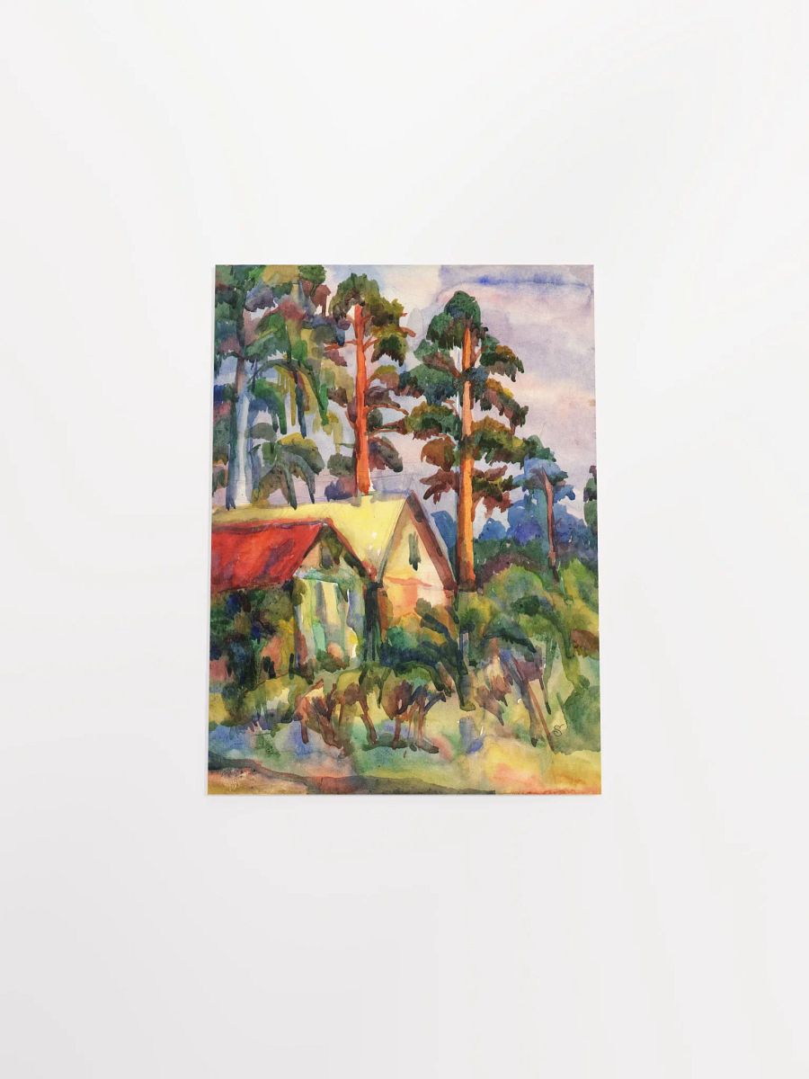 Serene Rustic Retreat Poster - Cottages in Pine Forest product image (8)