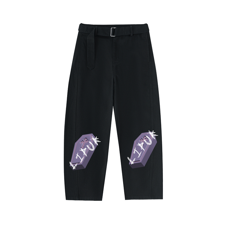 Twisted-Seam Belted Curved-Blade Pants product image (1)