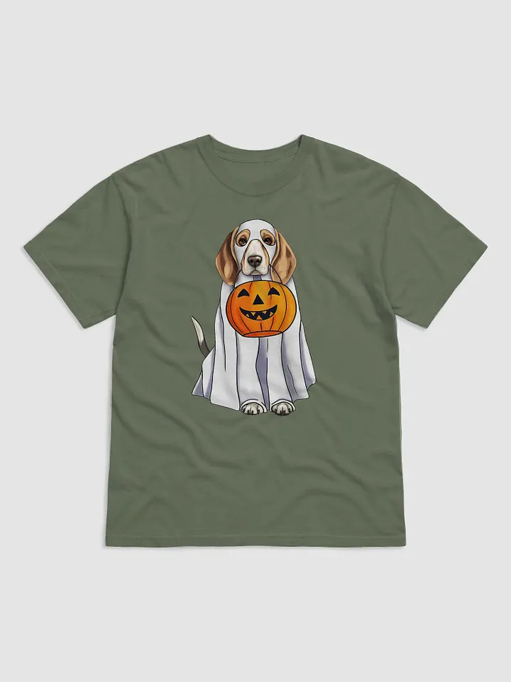 Beagle Halloween Tee | Funny Fall & Halloween Beagle Wearing a Ghost Costume with Pumpkin Basket product image (2)