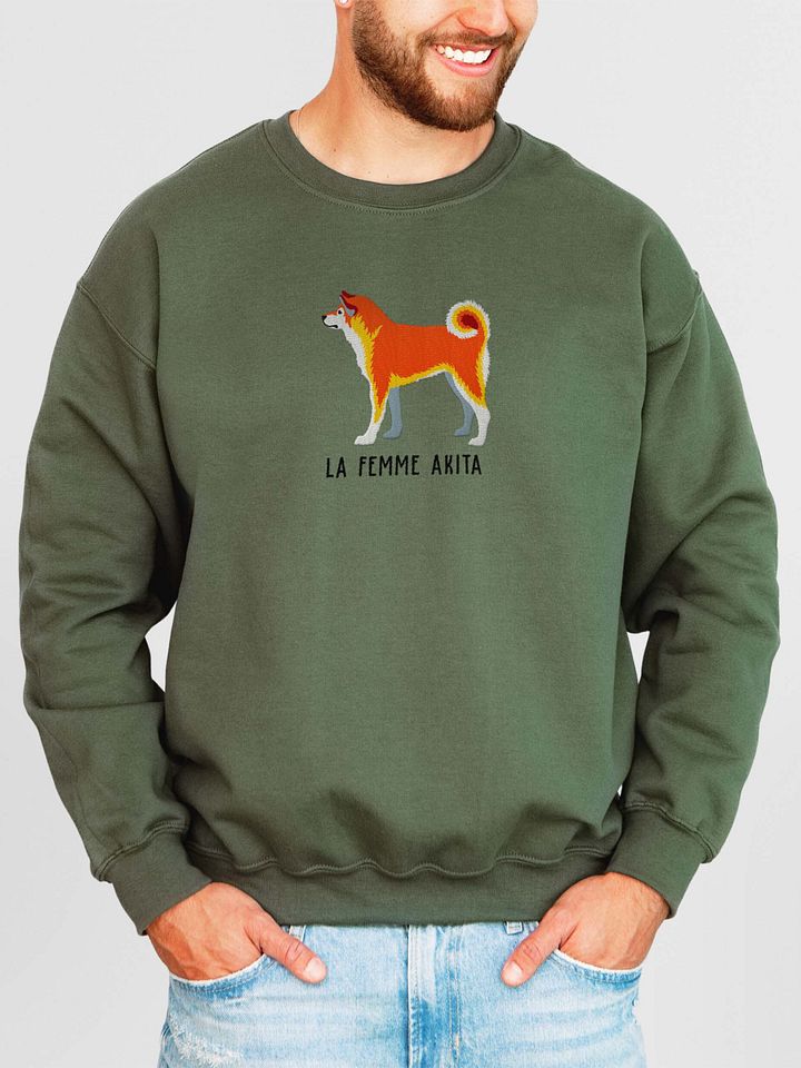 La Femme Akita Sweatshirt (Embroidered) of a Japanese Akita Inu product image (2)