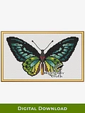 Green Birdwing Butterfly: Insect Cross Stitch Pattern PDF product image (1)