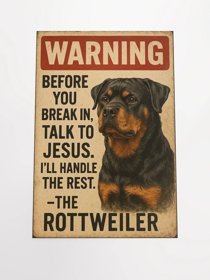 Rottweiler WARNING Before You Break In, Talk To Jesus. I'LL Handle The Rest. Poster product image (1)