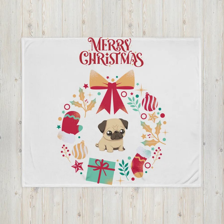 Merry Christmas Pug Throw Blanket product image (16)