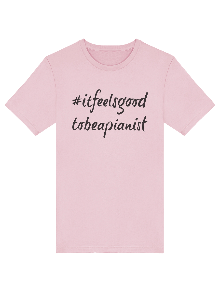 "It Feels Good to Be a Pianist" Cotton T-shirt with BLACK Script product image (5)