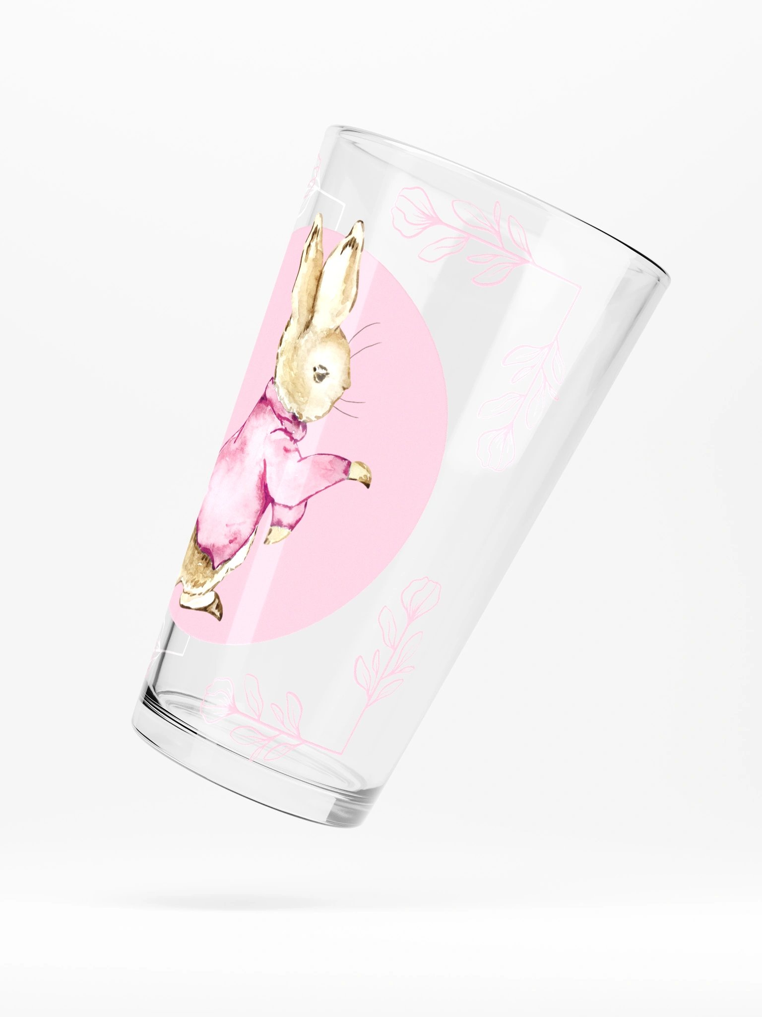Floral Bunny Pink Jacket Illustration Pint Glass product image (5)
