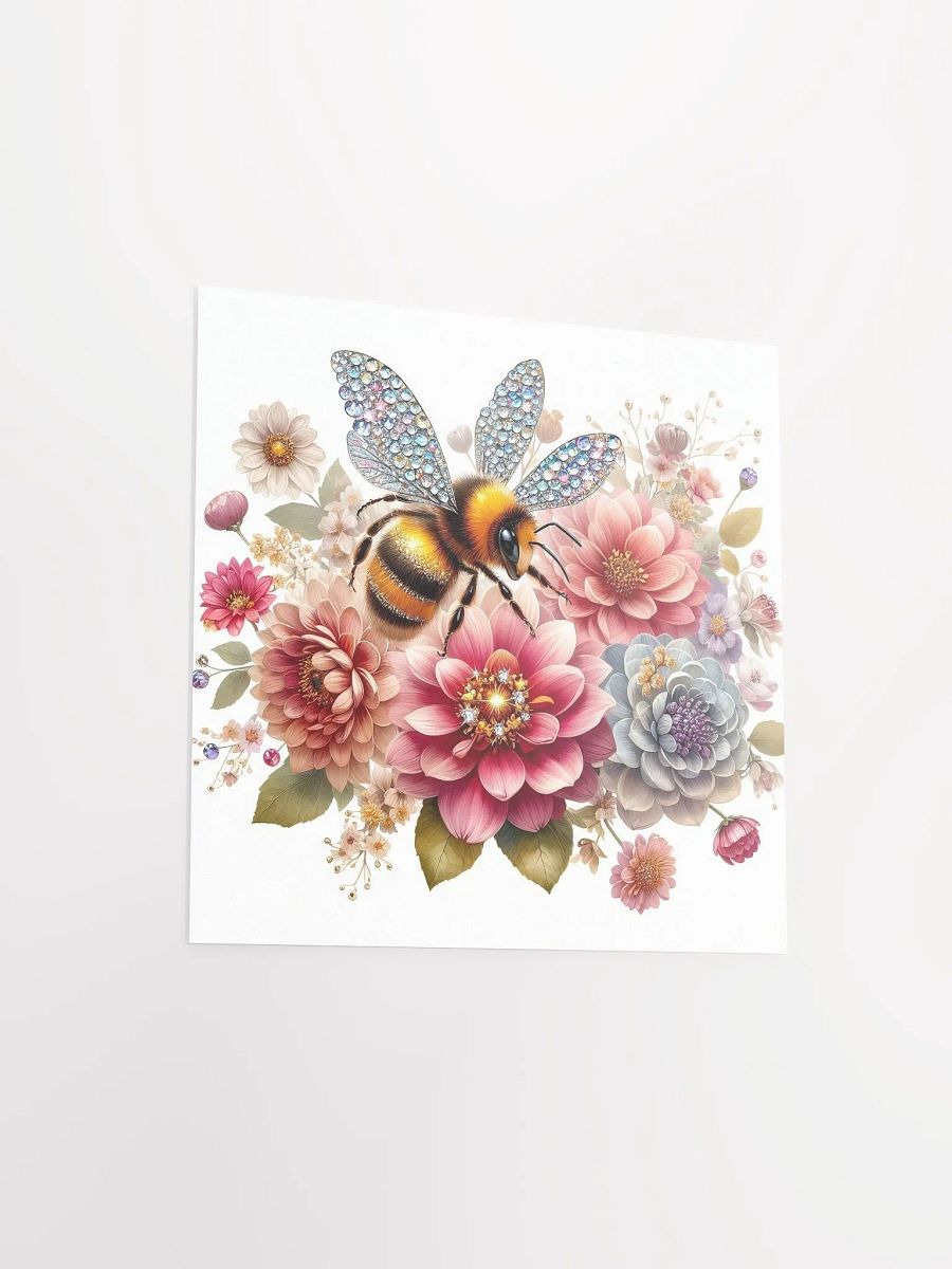 Crystal Bee on Blooming Flowers - Elegant Nature Art Print product image (4)