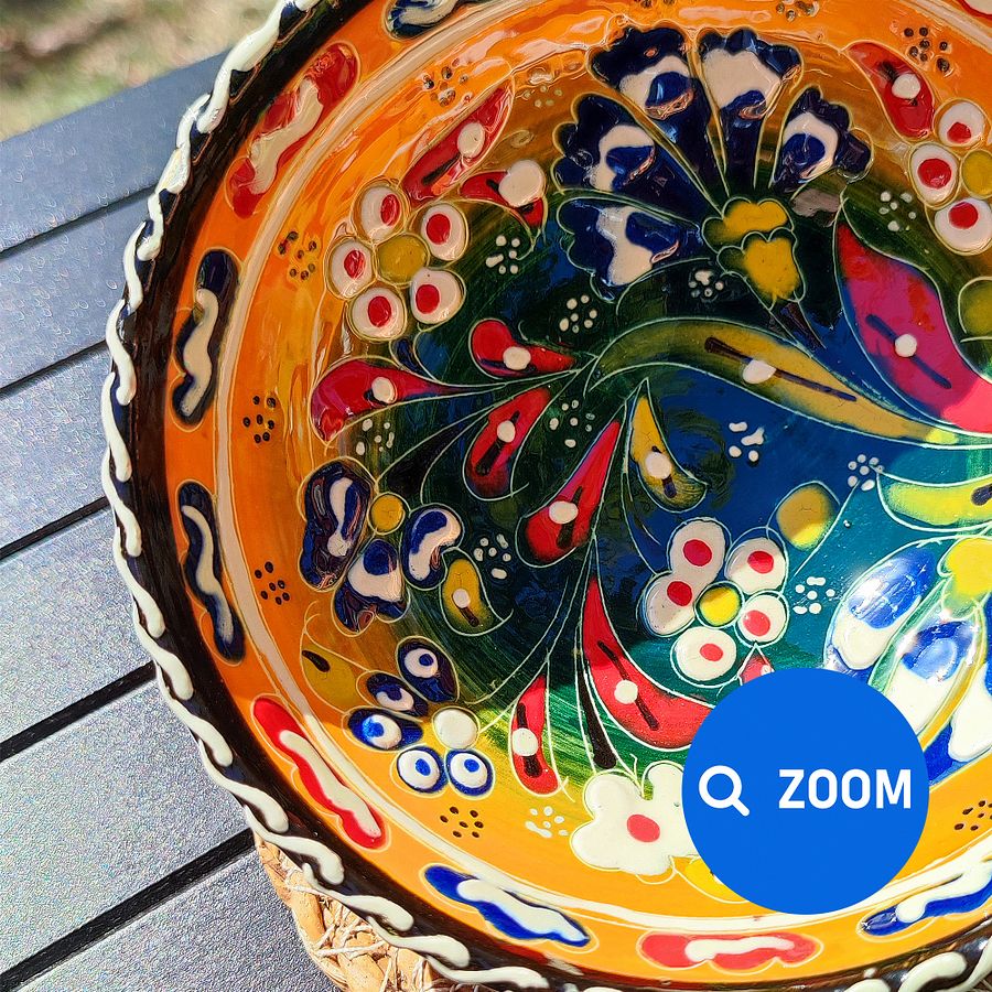 Handcrafted Bowl, Ceramic 4.7"/12 cm (Yellow) – Unique Turkish Pottery for Home Decor — handmade pottery, handmade ceramic, home decor, handmade gift product image (8)