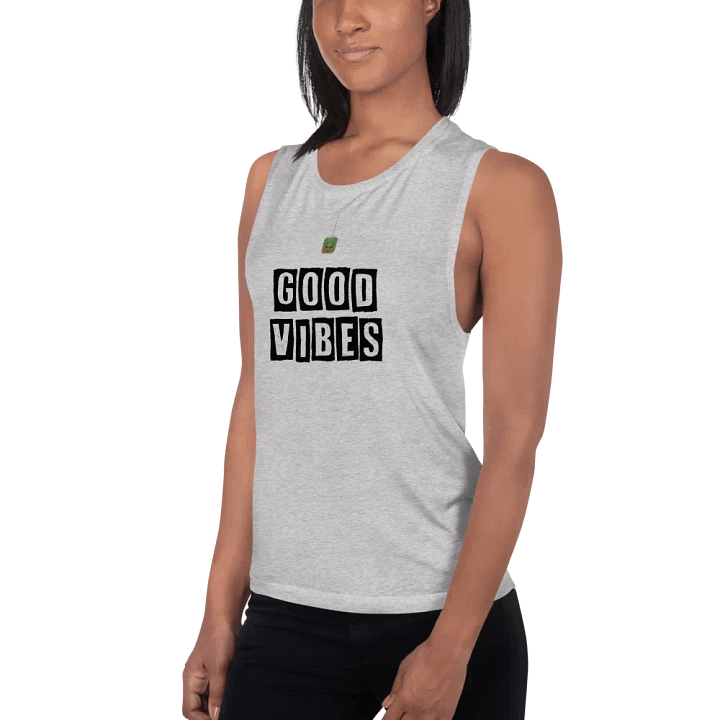Good Vibes Ladies Vest Top Black Lettering product image (2)