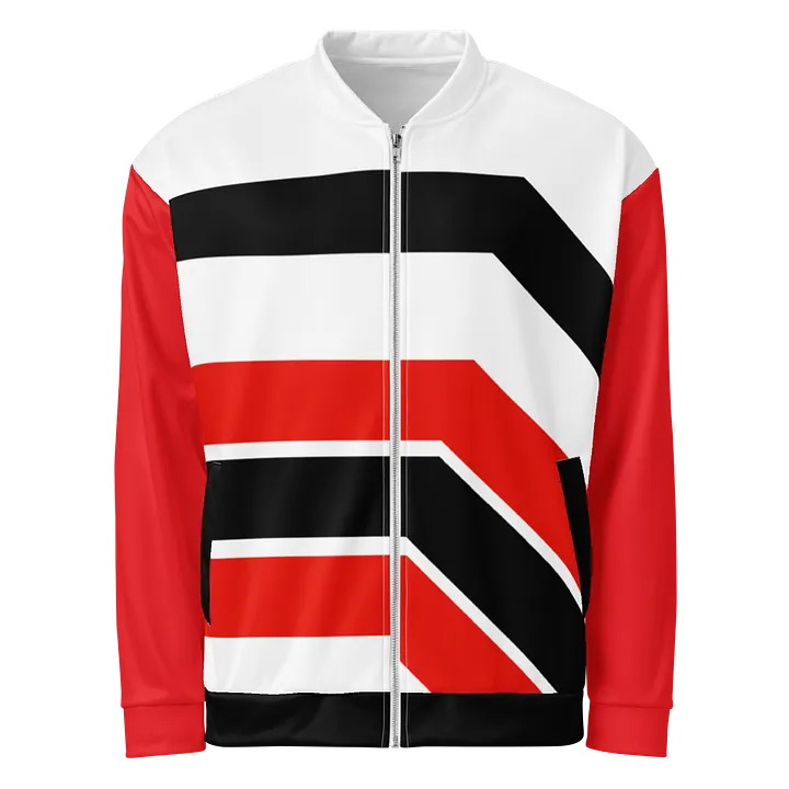 Black/White/Red Bent Lines Unisex Bomber Jacket product image (1)