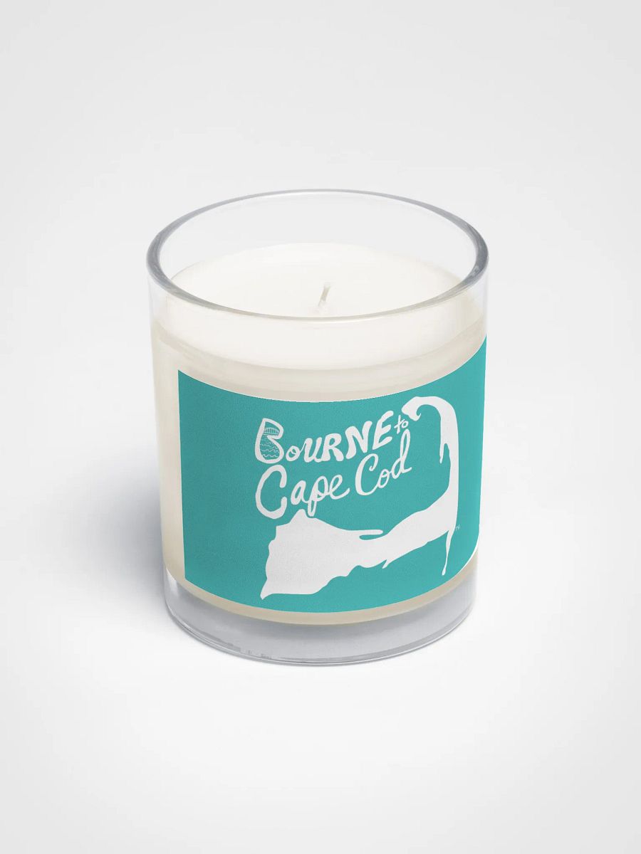 BOURNE to Cape Cod™ | Beach Vibes Candle | Unscented Soy Wax in Glass Jar | White Logo on Dark Turquoise product image (2)