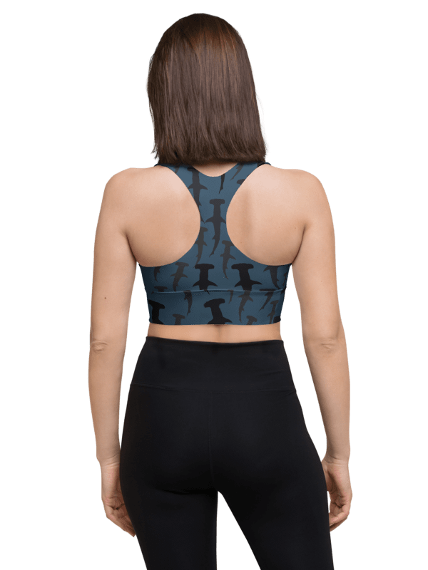 Hammerhead Sharks - Dark Ocean - Recycled Polyester - Longline Sports Bra product image (4)