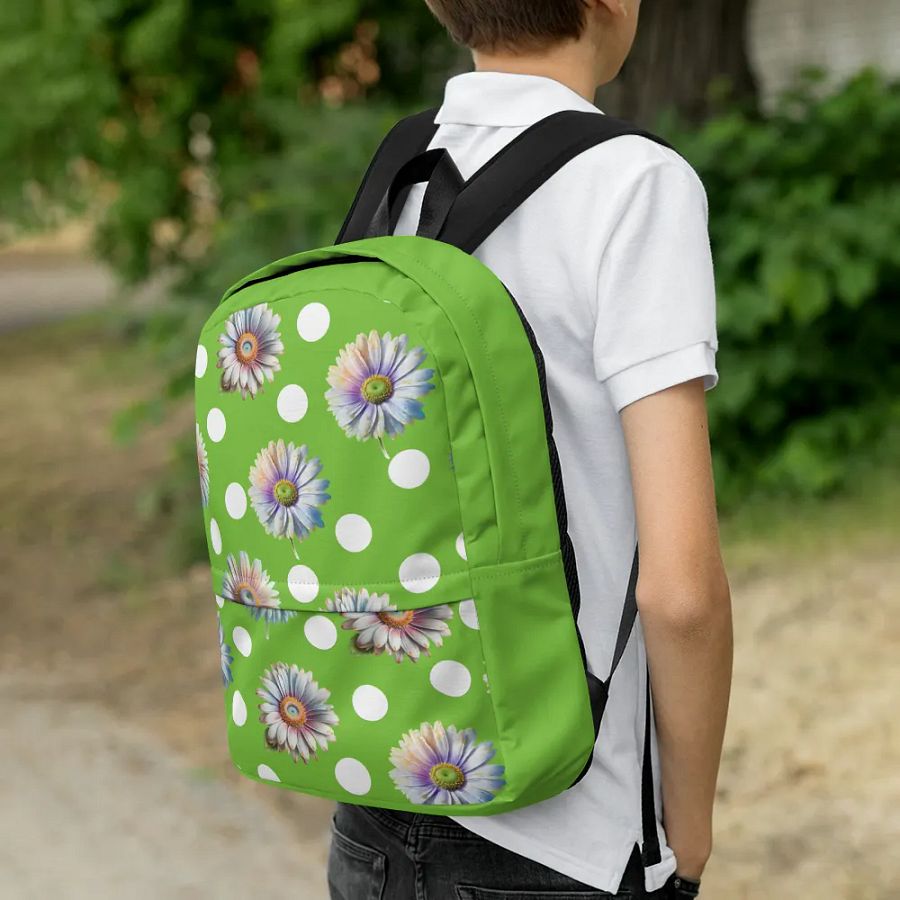Lime Green Daisy & Dots Backpack product image (3)