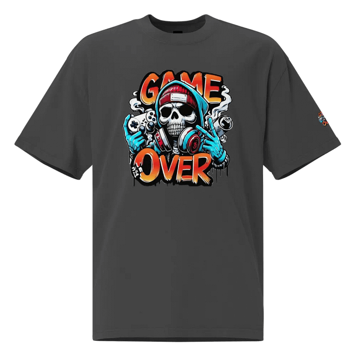 Game Over Skull Street Art Oversized Tee product image (1)