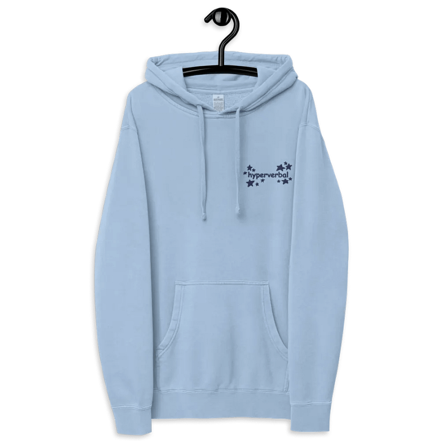 hyperverbal (L.C. navy comic sans with stars) embroidered pigment hoodie product image (12)