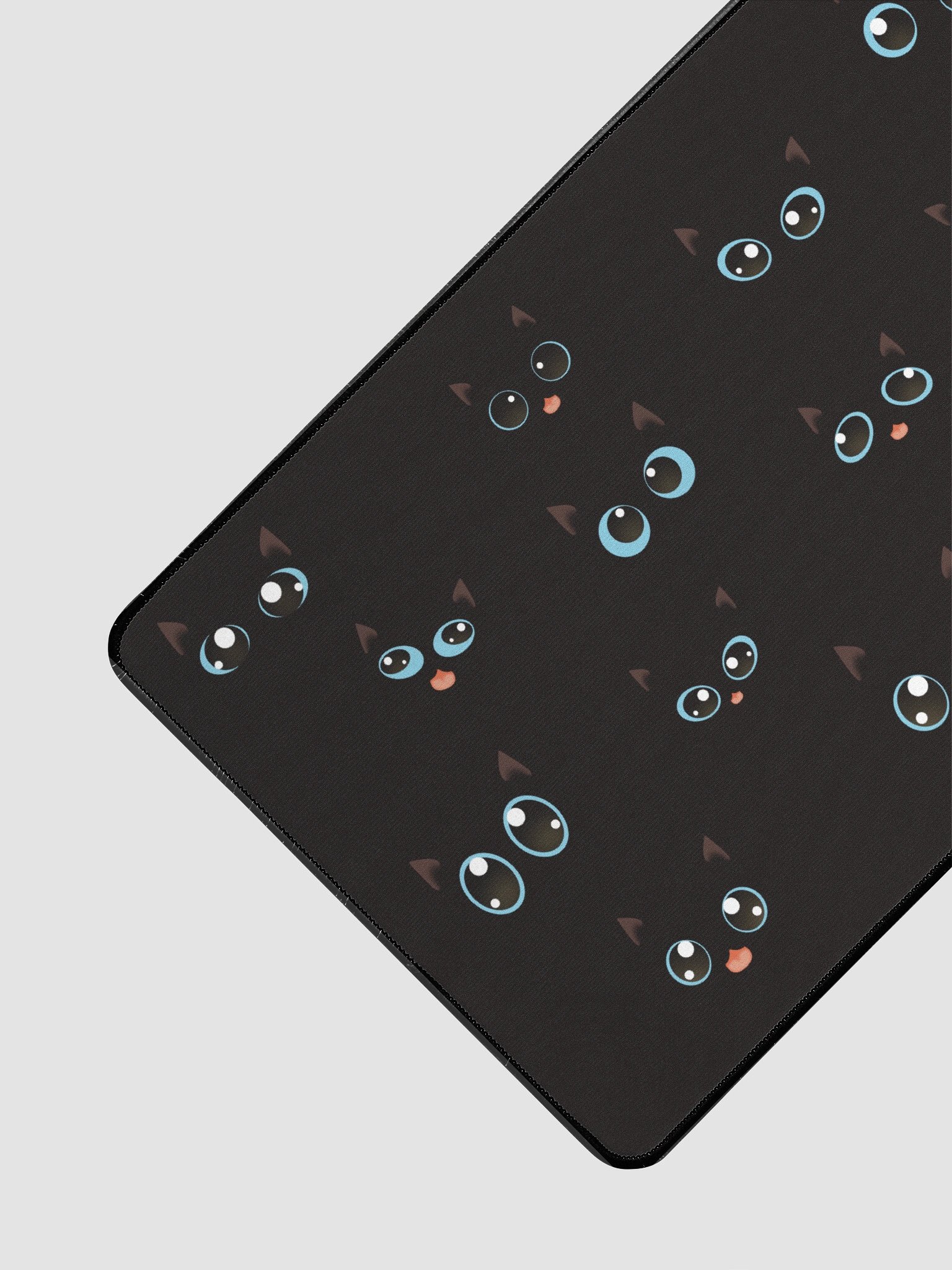 Cute Black Cat Faces (Blue Eyes) Desk Mat 15.5" x 31.5" product image (3)