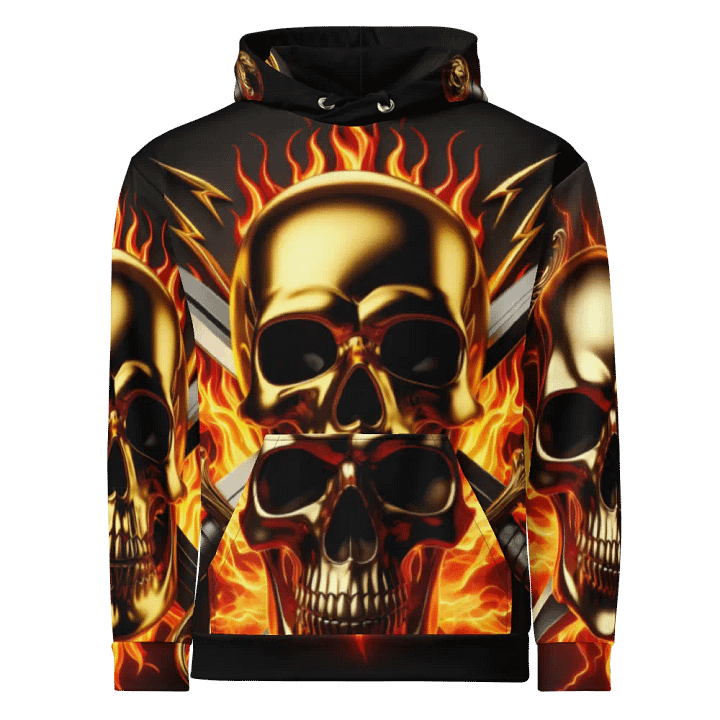 Golden Skull & Crossed Swords - Unisex Skull Hoodie #46 product image (1)