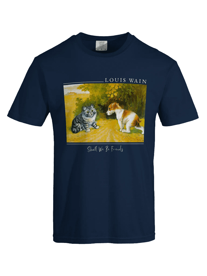 Louis Wain “Shall We Be Friends” Vintage Cat and Dog - Relaxed Fit Heavyweight Unisex Cotton T-Shirt product image (1)