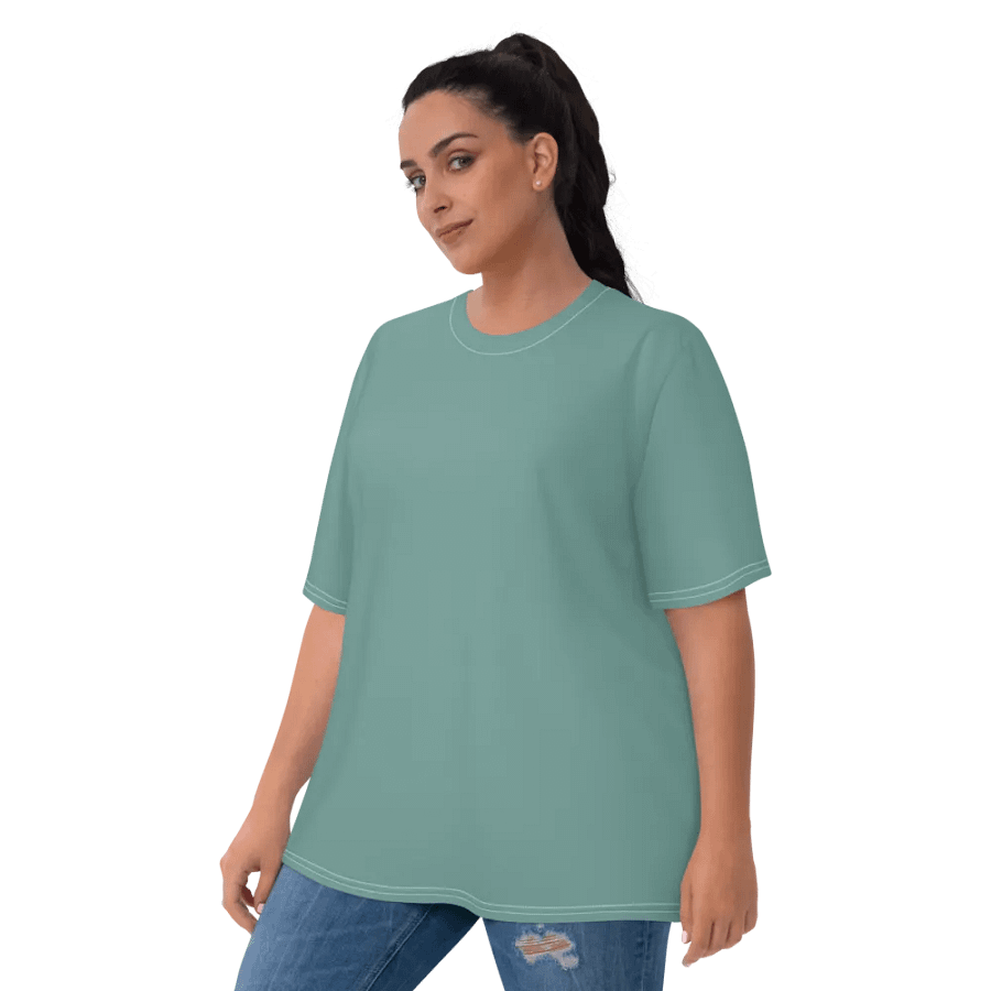 Plain Medium Teal Green Soft Summer Women's Crewneck Polyester Heavyweight Premium T-Shirt by Treasure Pie product image (6)