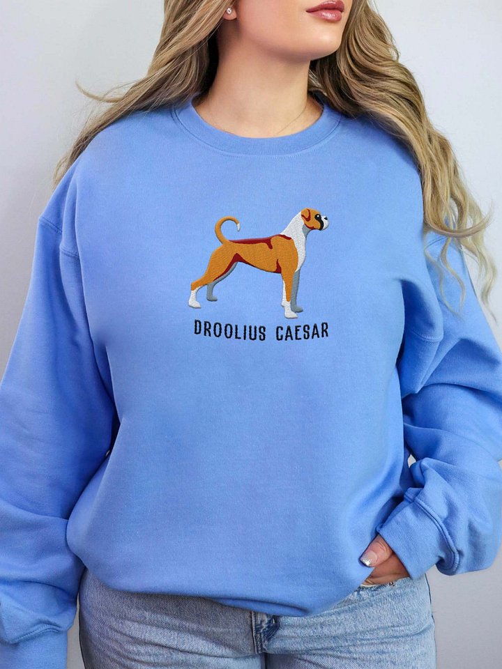 Droolius Caesar Sweatshirt (Embroidered) of a Boxer(Tan & White) product image (2)
