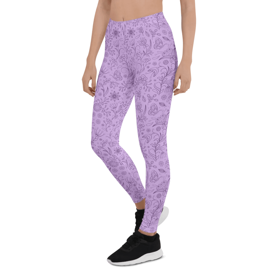 Light Purple Lilac Floral Women's Leggings product image (7)