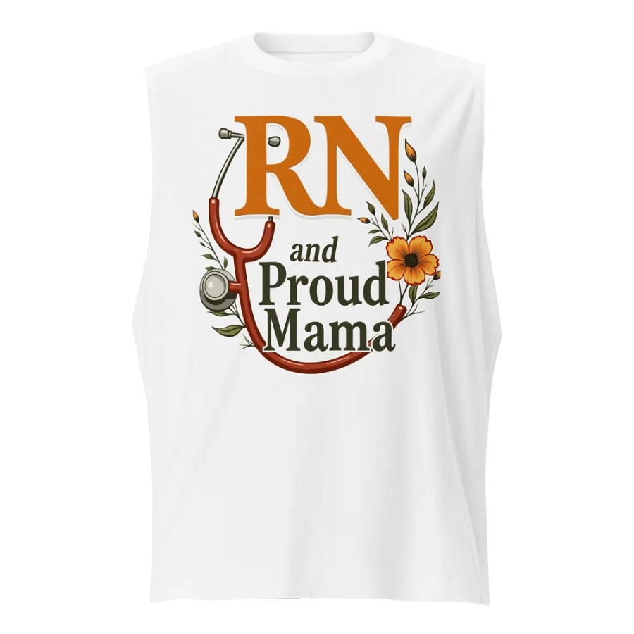 Proud RN and mama, Floral Stethoscope Muscle Tank product image (1)