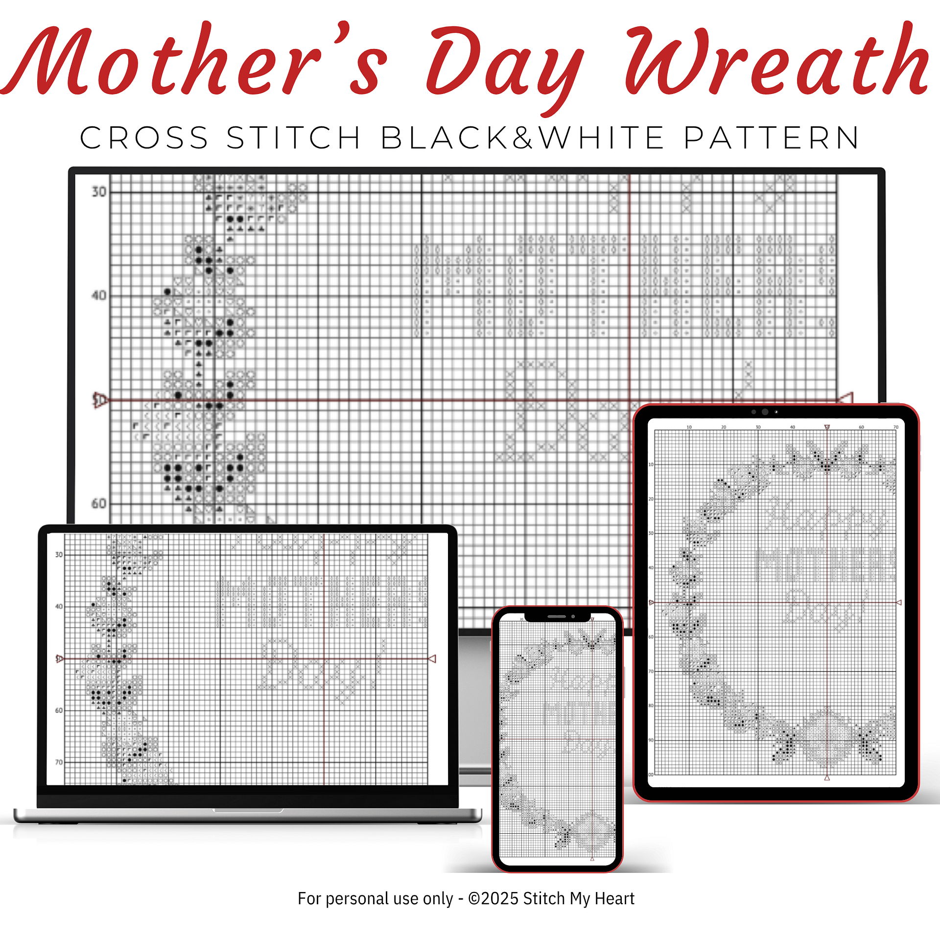 Personalized Happy Mothers Day Cross Stitch Pattern product image (4)