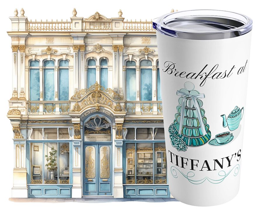 Breakfast at Tiffany's T & Co 20oz Tumbler, Classic Audrey Crew, Girls Brunching Weekend, Holly Golightly Fan Gift For Mom, Book Club Gift product image (8)