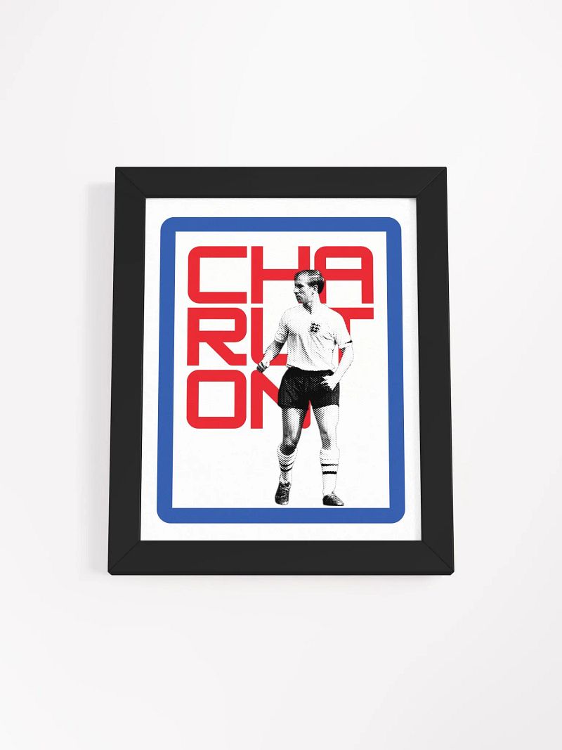 Bobby Charlton BW England Name Art Framed Print