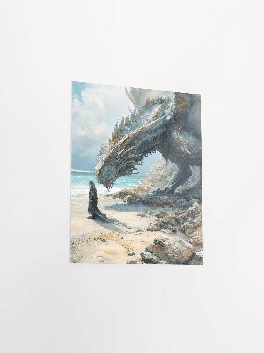 Knight with a giant dragon on a beach - Poster product image (13)
