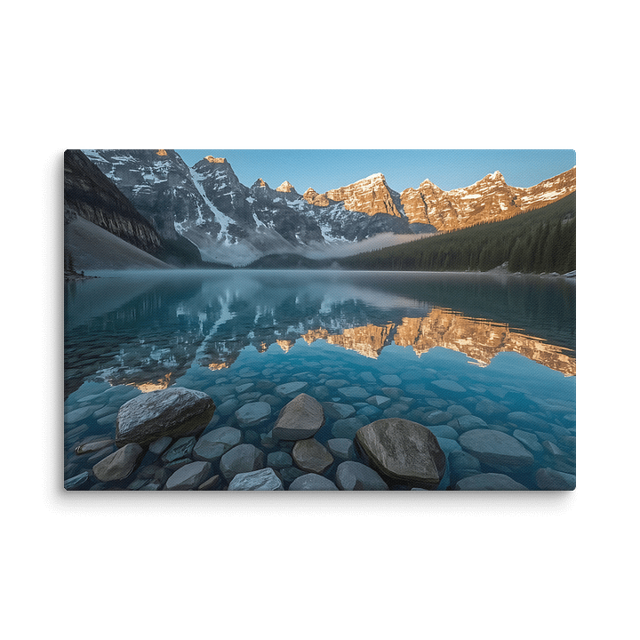 still lake surrounded by snowy peaks product image (12)