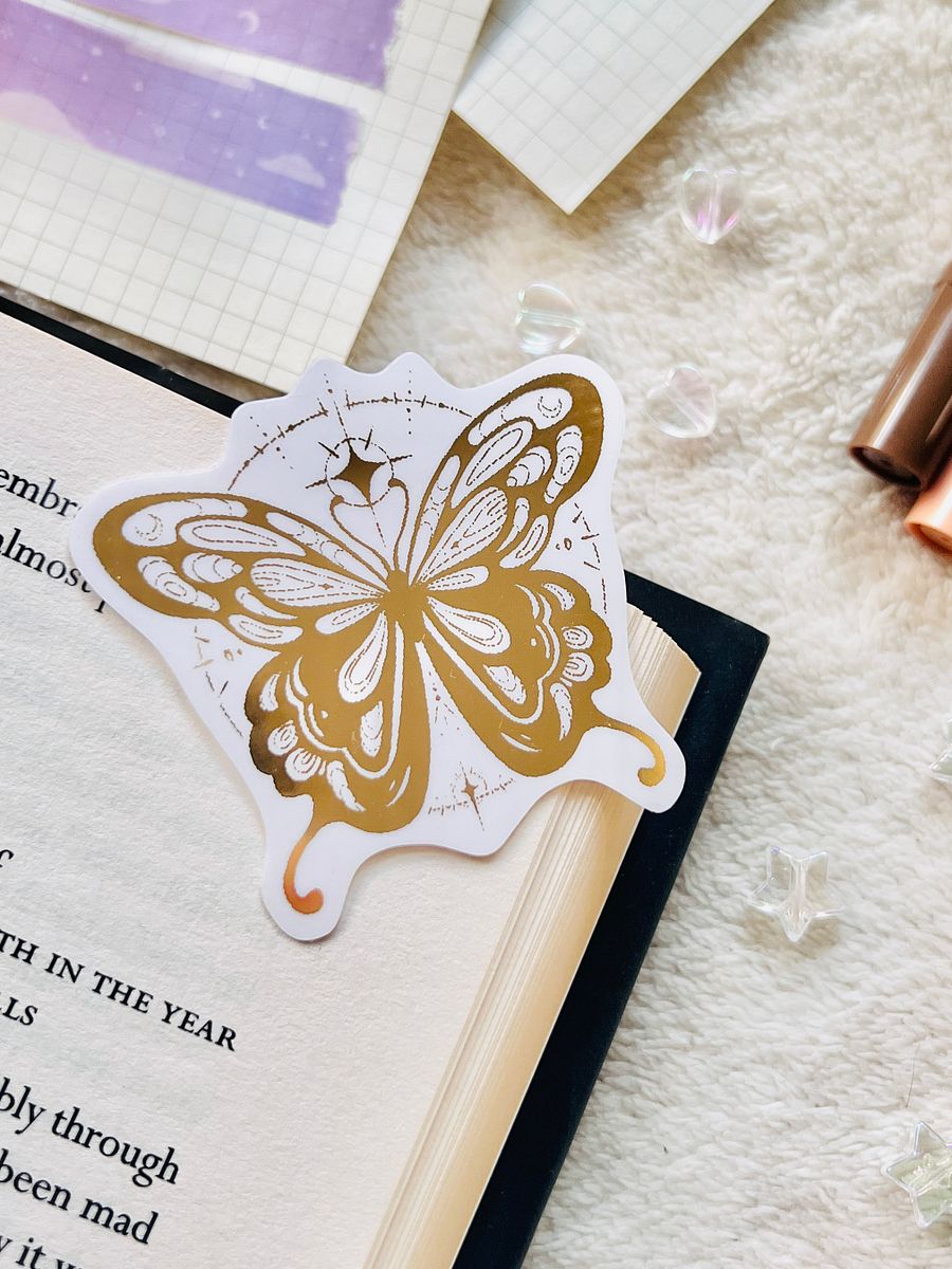 Celestial Moth Clear Gold Foil Sticker product image (5)