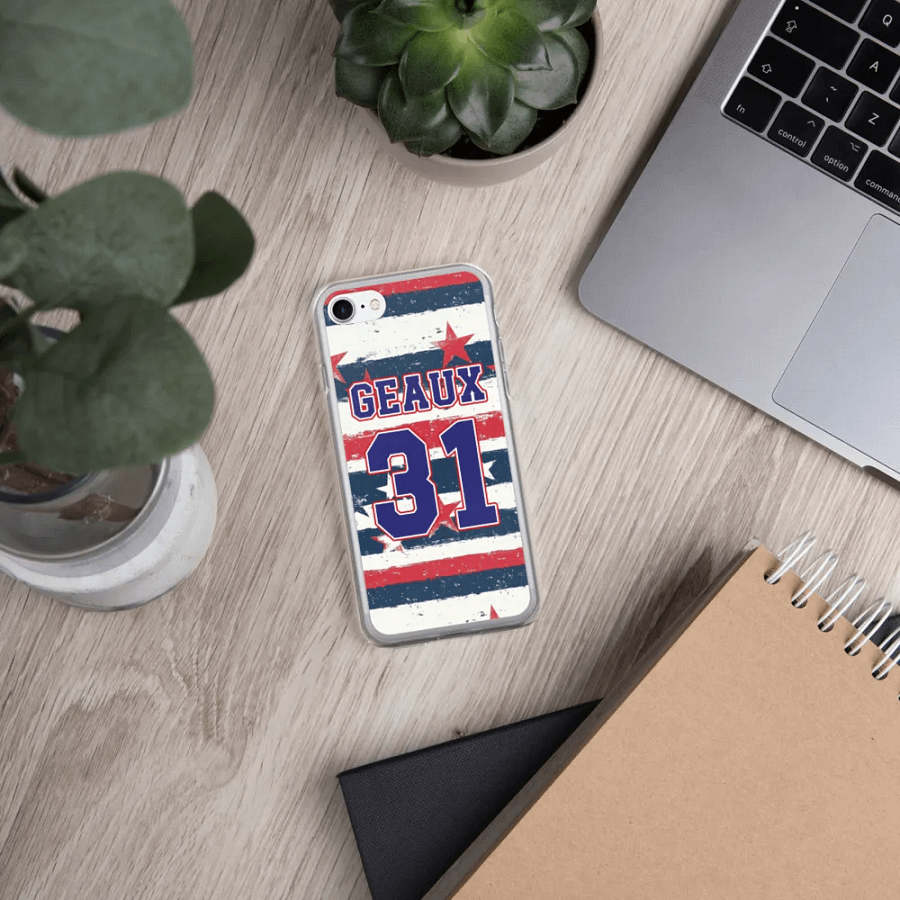 Geaux 31 - Vintage Stars & Stripes Pattern iPhone Clear Case product image (5)