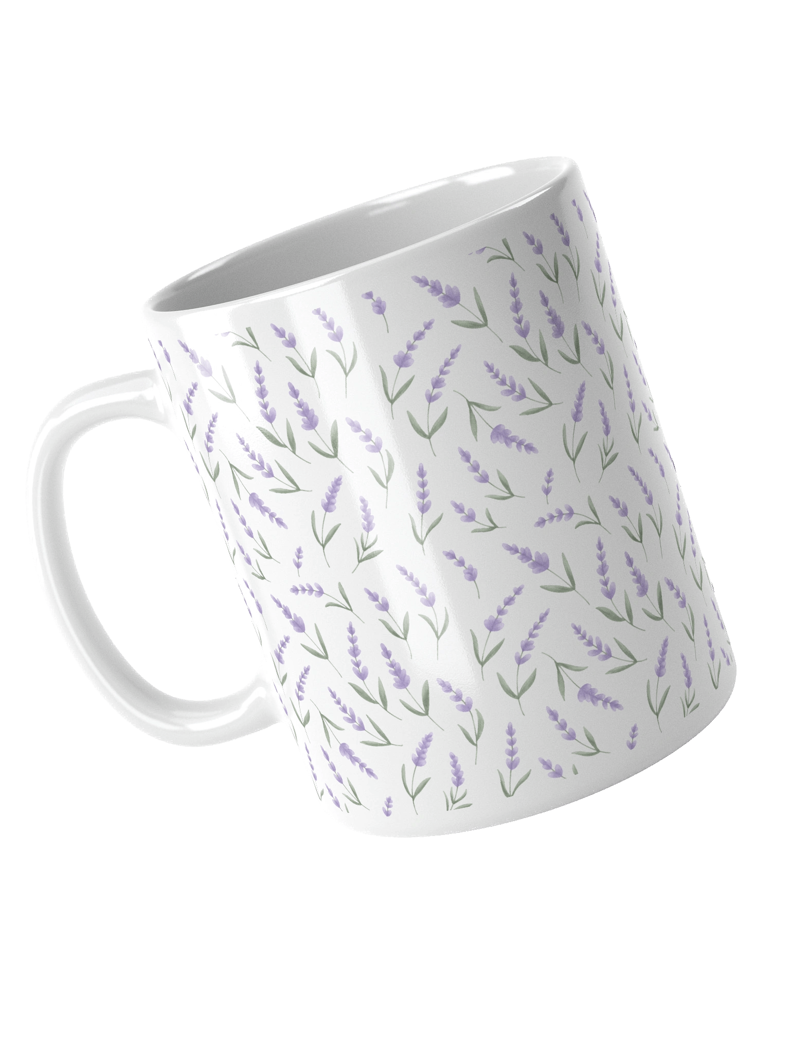 White glossy mug withl avender pattern product image (4)