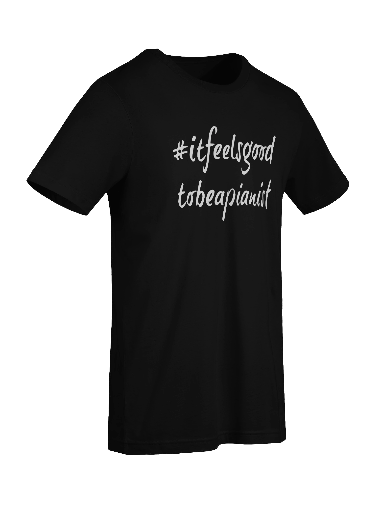 "It Feels Good to Be a Pianist" Cotton T-shirt with WHITE Script product image (9)