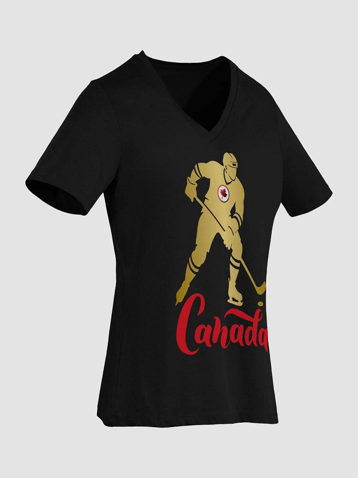 Golden Hockey Player Women's V-Neck T-Shirt product image (2)