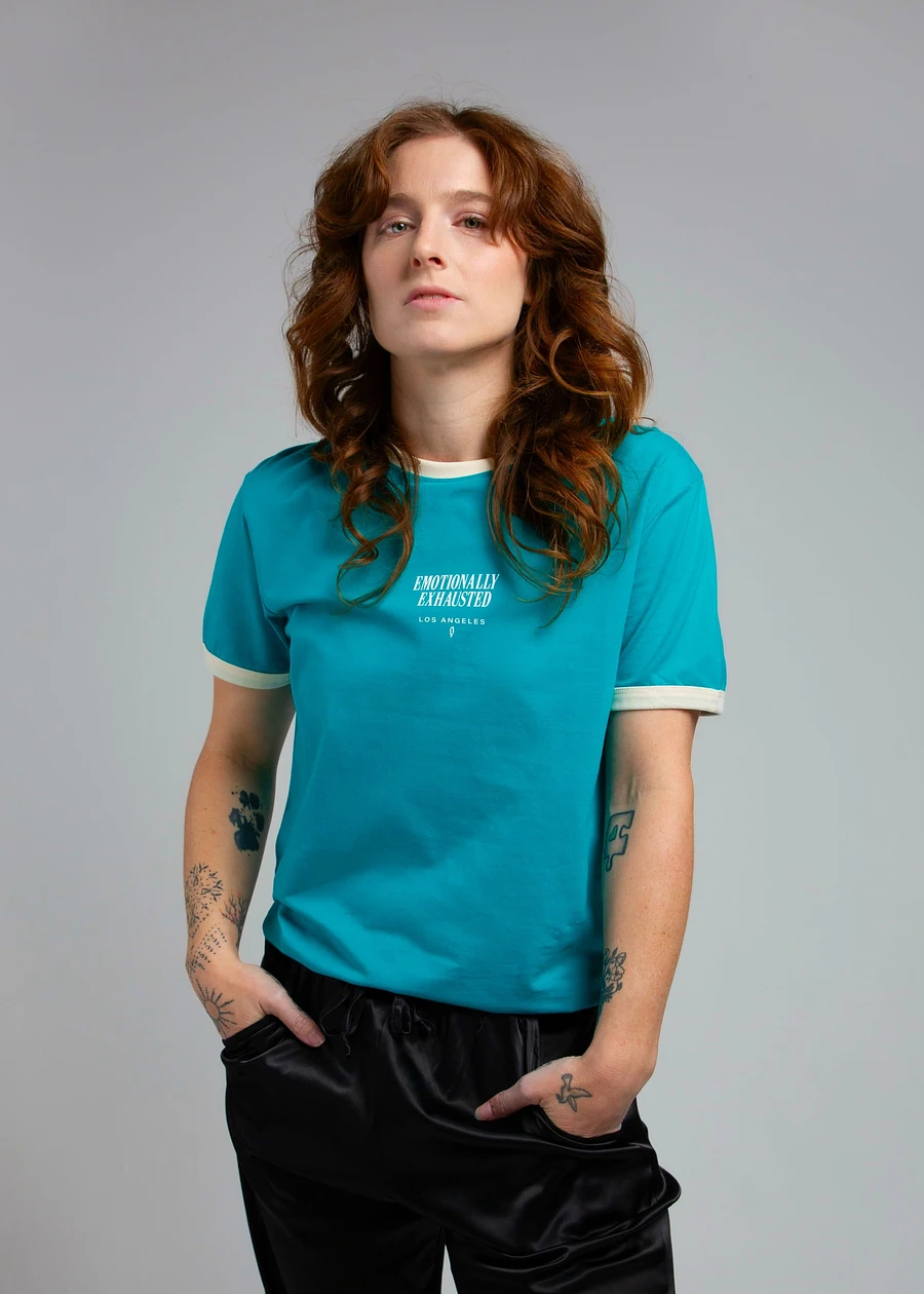 Emotionally Exhausted Scoop Ringer Tee - Teal product image (4)