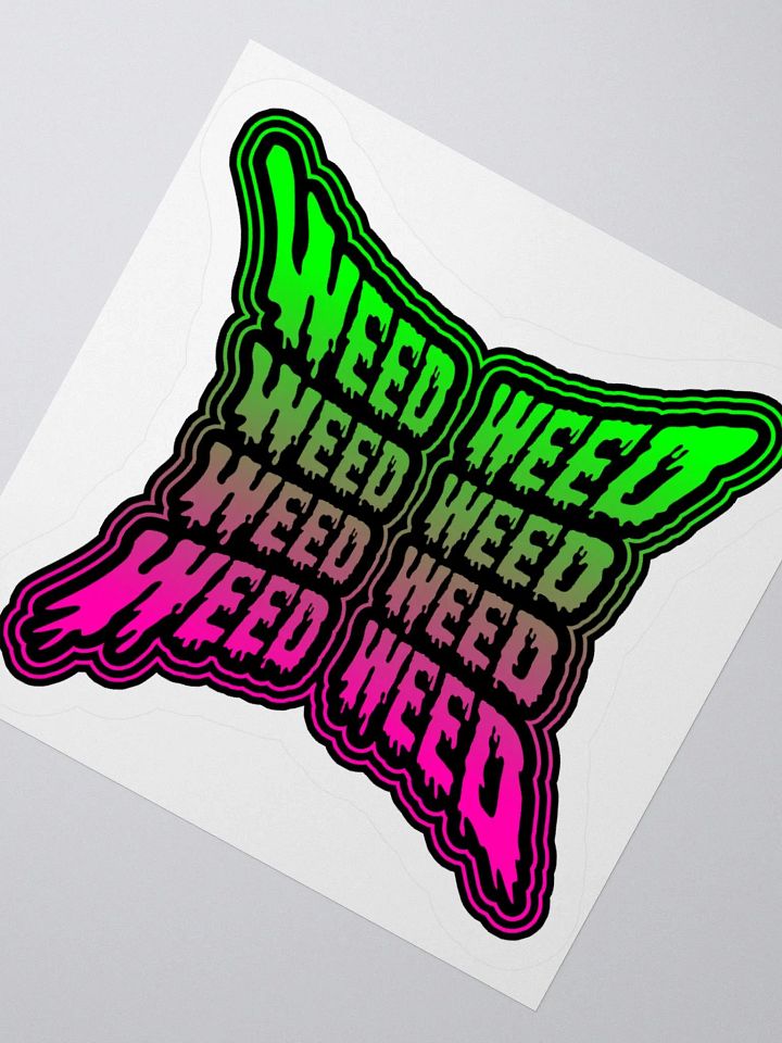 Pink Green Weird Weed Stoner Sticker, Creepy Cannabis Butterfly Art product image (2)