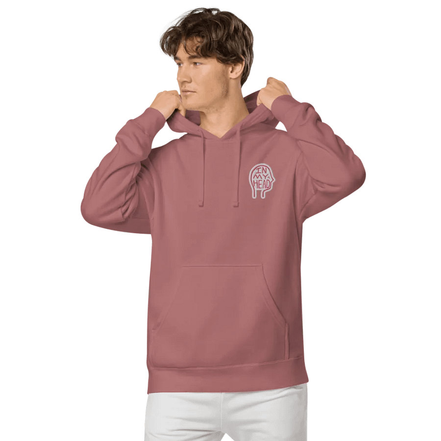 In My Head (L.C. pink bubble design) embroidered pigment hoodie product image (6)