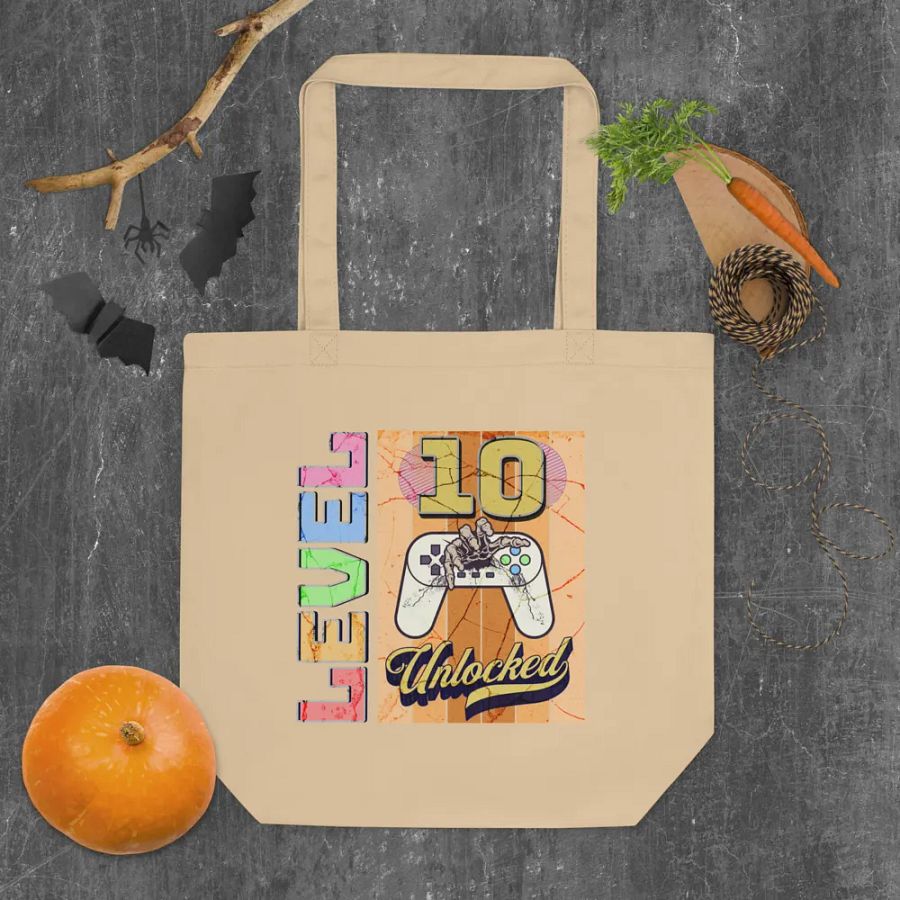 Level 10 Unlocked Grunge Gaming Tote Bag product image (4)