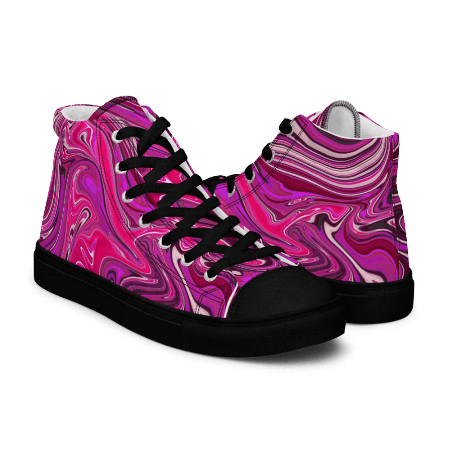 Women's High Top Canvas Shoes - Pink and Purple Digital Fluid Art product image (11)