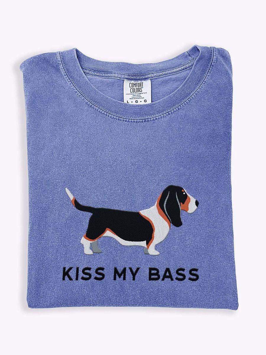 Kiss My Bass T-Shirt(Embroidered) of a Basset Hound(Tricolor) product image (1)