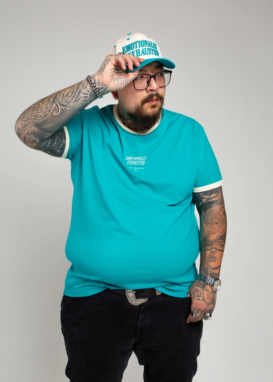 Emotionally Exhausted Scoop Ringer Tee - Teal product image (2)